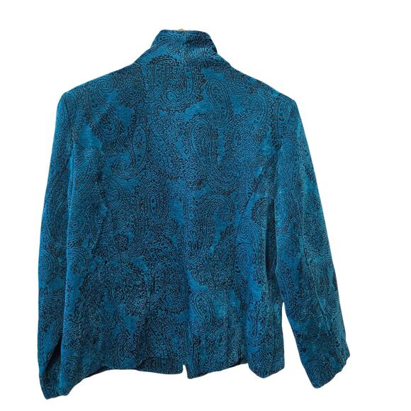 Dressbarn Woman's Size Large Teal Color Textured Lt. Weight Unlined Jacket R8 - Picture 5 of 8